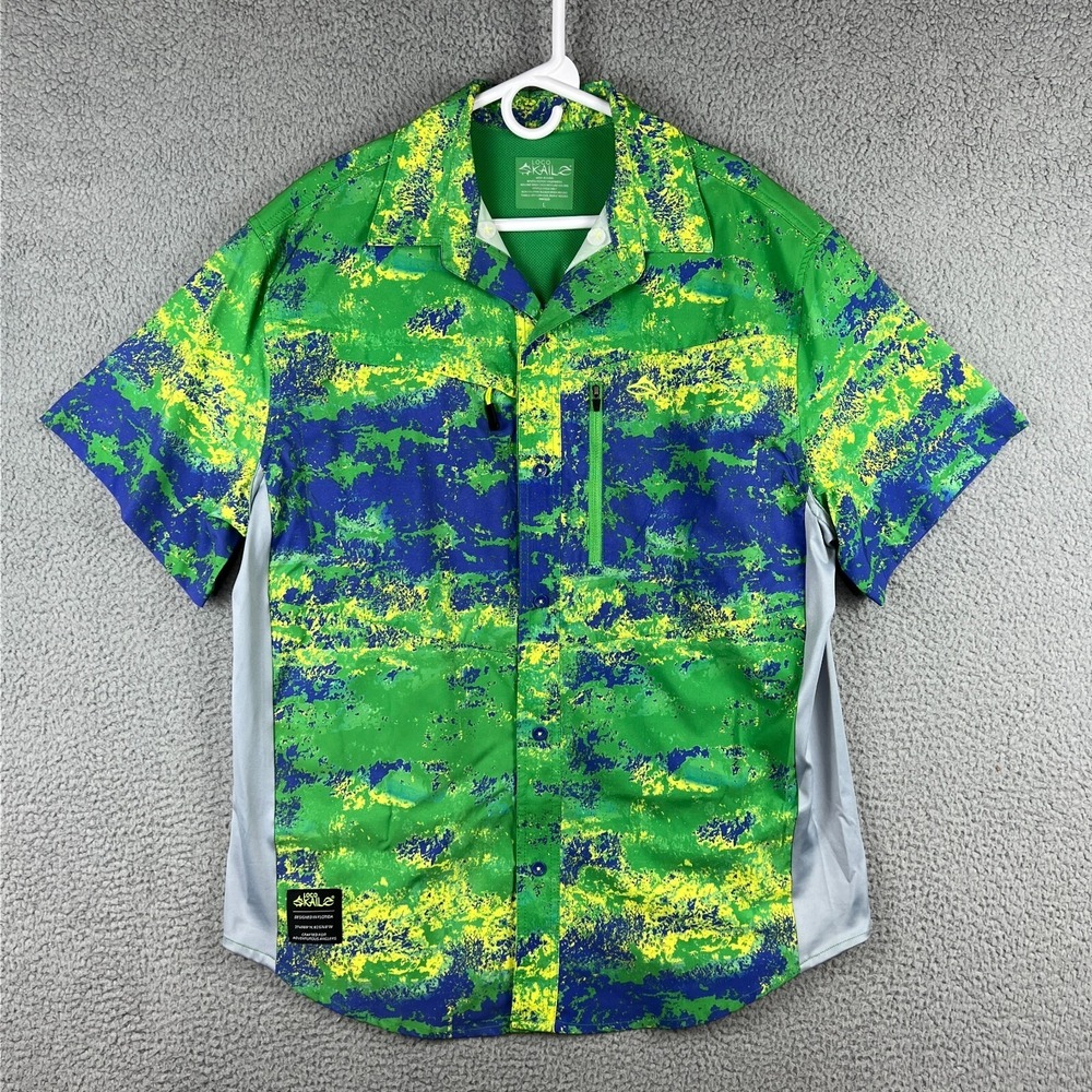 Loco Kaile Fishing Shirt Mens Large Dolphin Mahi Mahi Dorado Colorful Breathable